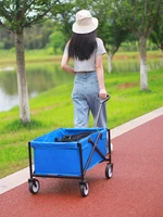 rolling folding garden cart outdoor camping wagon utility with 360 degree swivel wheels adjustable handle