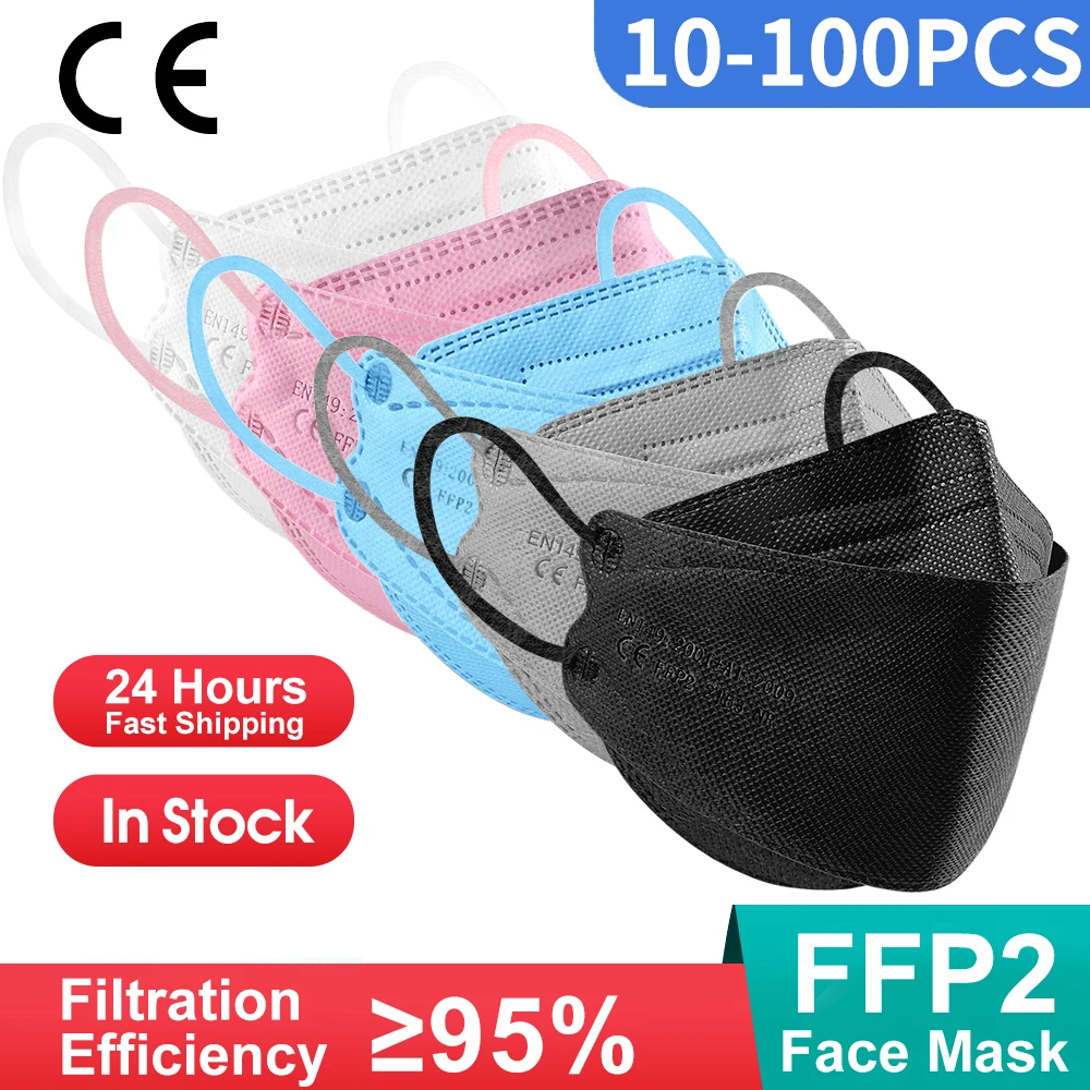 

CE FFP2 mascarillas Face Mask KN95 Approved FPP2 4ply Reutilizable Safety Protective Respirator 95 Fish Masks FFP2MASK KN95MASK