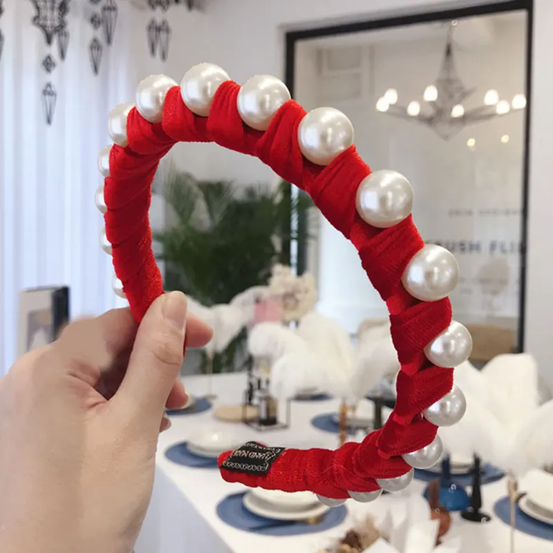 Ободок для волос с широким бортиком Женский элегантный обруч крупным жемчугом