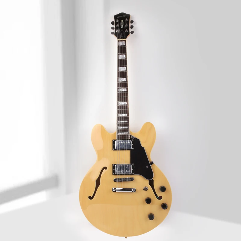 

Good quality jazz hollow body right hand natural f hole electric guitar free shipping