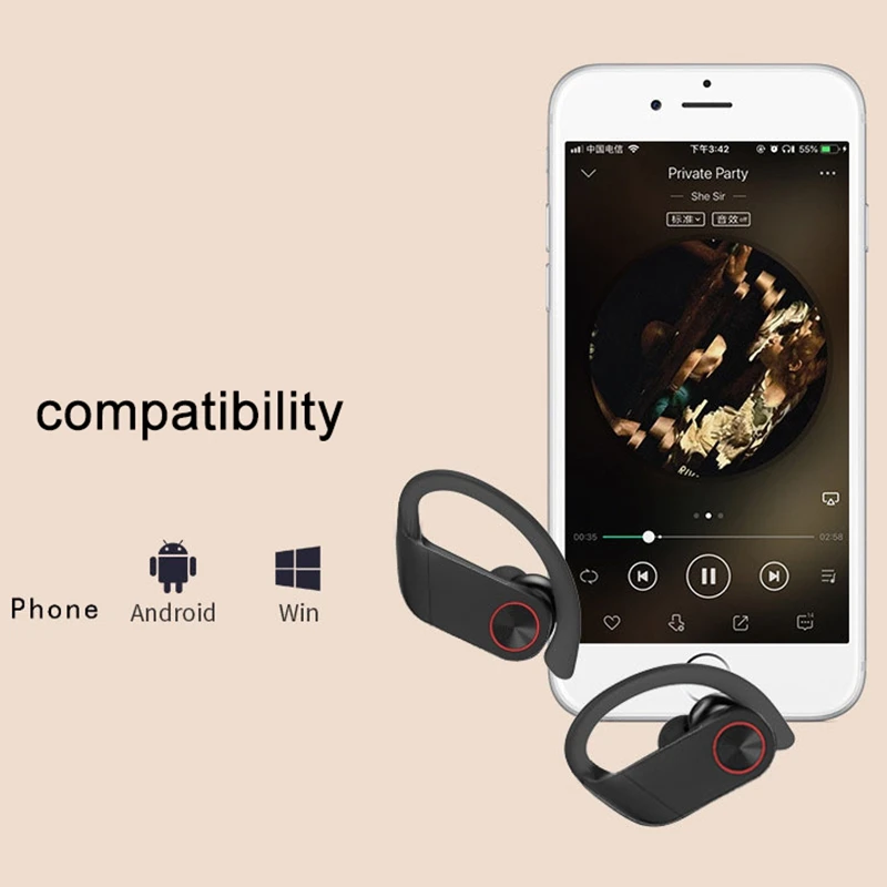 V6 TWS Bluetooth 5 0 Наушники Беспроводные спортивные наушники Handsfree Control шумоподавляющие