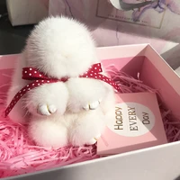 hot sale cute mink fur rabbit plush doll keychain bag ornaments girls birthday gift surprise christmas