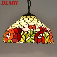 dlmh tiffany pendant light contemporary led colorful lamp fixtures decorative for home dining room