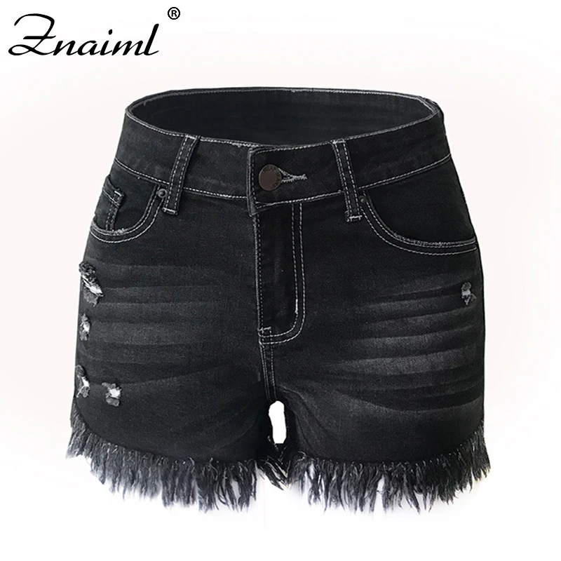 

Znaiml Streetwear Women's Shorts Jeans Fashion Ripped Tassels Harajuku Aesthetic Pants Jeans For Mom Mid Waisted Denim 90s Jeans