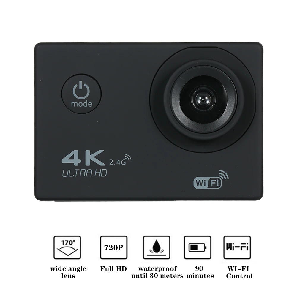 Цена Спортивная экшн-камера 4K 16M WiFi широкоугольная подводная 30 м Водонепроницаемая спортивная видеокамера