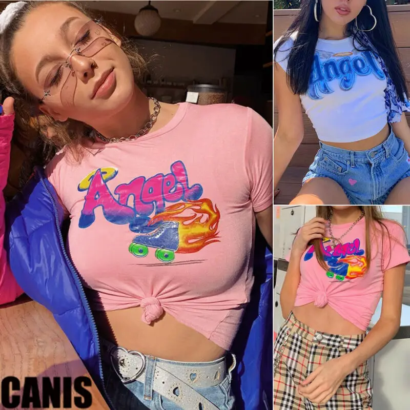 УКОРОЧЕННЫЙ ТОП 2019 привлекательные крутые базовые футболки с коротким рукавом