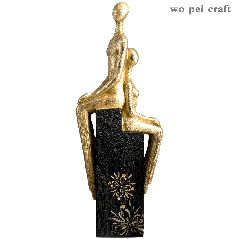 

Resin Portrait Golden Abstract Figure Statuette Ornaments Desk Decoration Lovers Statue Crafts Wedding Gifts Modern Home Decor
