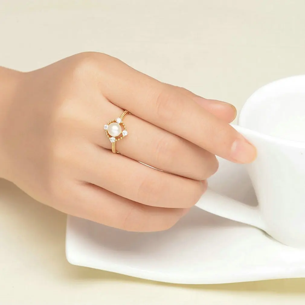 Кольцо на палец с натуральным жемчугом в виде пресной воды серебряное ювелирное