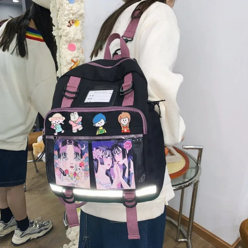 

Модный женский рюкзак Kawaii мультяшный водонепроницаемый рюкзак для девочки школьная сумка черный нейлоновый дорожный рюкзак женский рюкза...