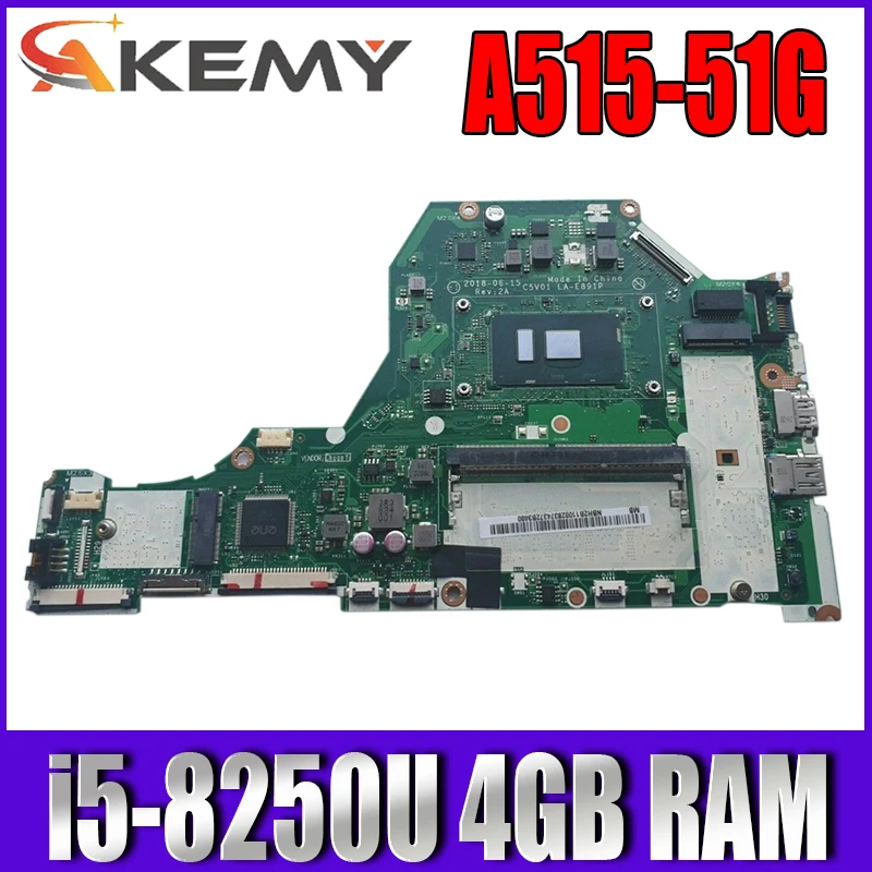 

C5V01 LA-E891P NBGSW1101 NB.GSW11.001 For ACER Aspire A315-53 A515-51G laptop motherboard CPU: I5-8250U 4G teste ok Mainboard