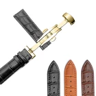 Ремешок для часов из натуральной кожи, универсальный браслет для наручных часов с застежкой-бабочкой, аксессуары для часов, 14 мм 16 мм 18 мм 20 мм 22 мм