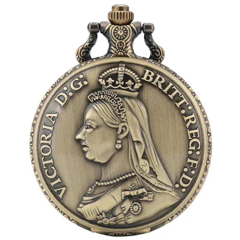 Queen Victoria Винтажное ретро ожерелье Сталина карманные часы на цепочке лаконичный большой белый чехол с циферблатом кварцевые модные металлические часы - Цвет: Queen Victoria