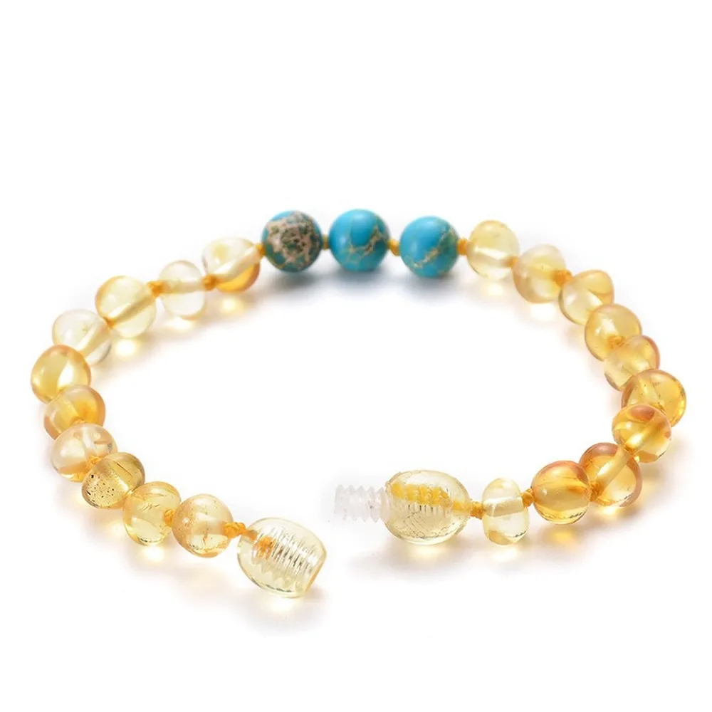 

2020 Baltic Natural Amber Crystal Baby Bracelet with Baby Teething Stick Amber Bracelets for Jewelry Safety Health Environmental