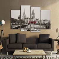 4 pieces of living room office high definition printable posters london red bus wall art painting home decoration without frame