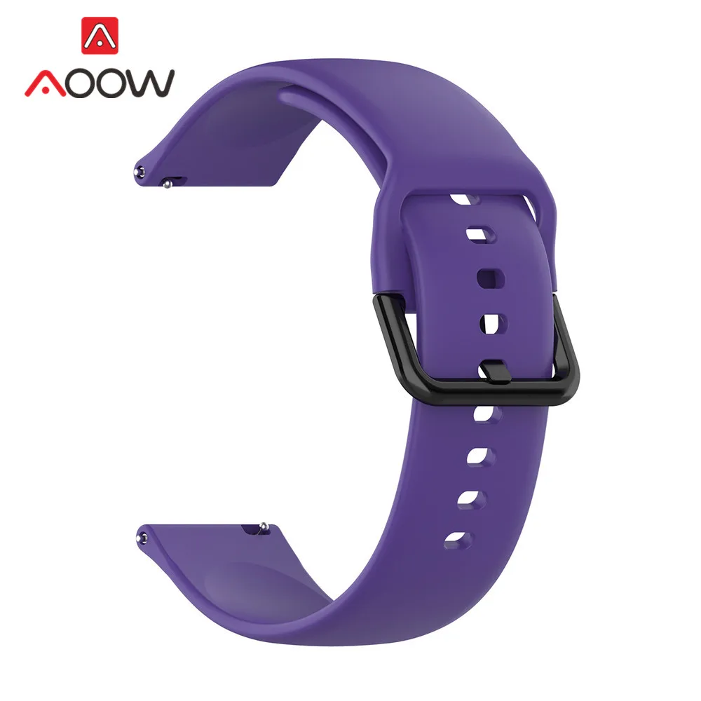 Purple AOOW 20 мм ремни для samsung Galaxy Active 2 R830 R820 R500 Spor черный браслет с пряжкой ремешок для Galaxy Watch 42 мм gear S2 - Цвет ремешка: Purple