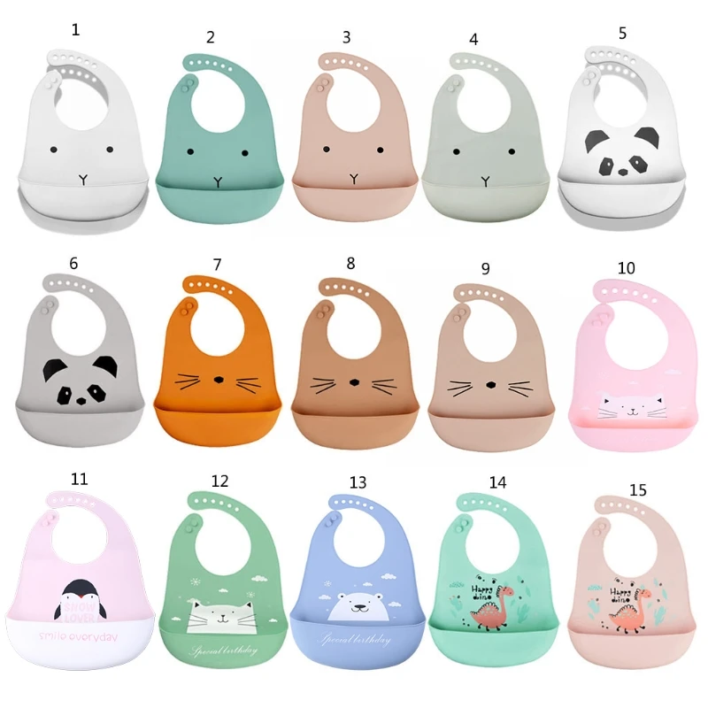 

K1KC Мультяшные Водонепроницаемые силиконовые детские нагрудники Регулируемый Ловец еды для кормления малышей
