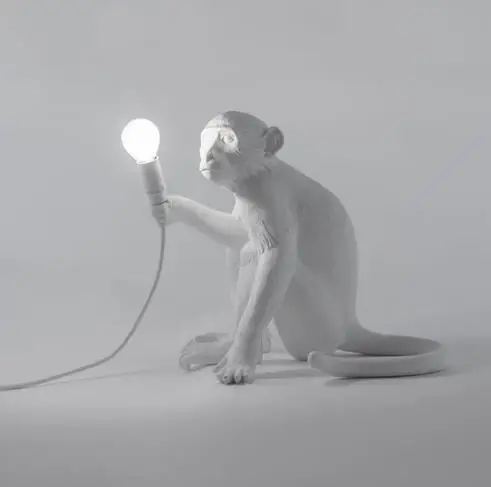 monkey table lamp Современная черная лампа в форме обезьяны смолы пеньковая веревка Seletti лампа в форме обезьяны Белая Гостиная обезьяна огни в подвесные светильники подвесной светильник E27 - Цвет корпуса: monkey table lamp