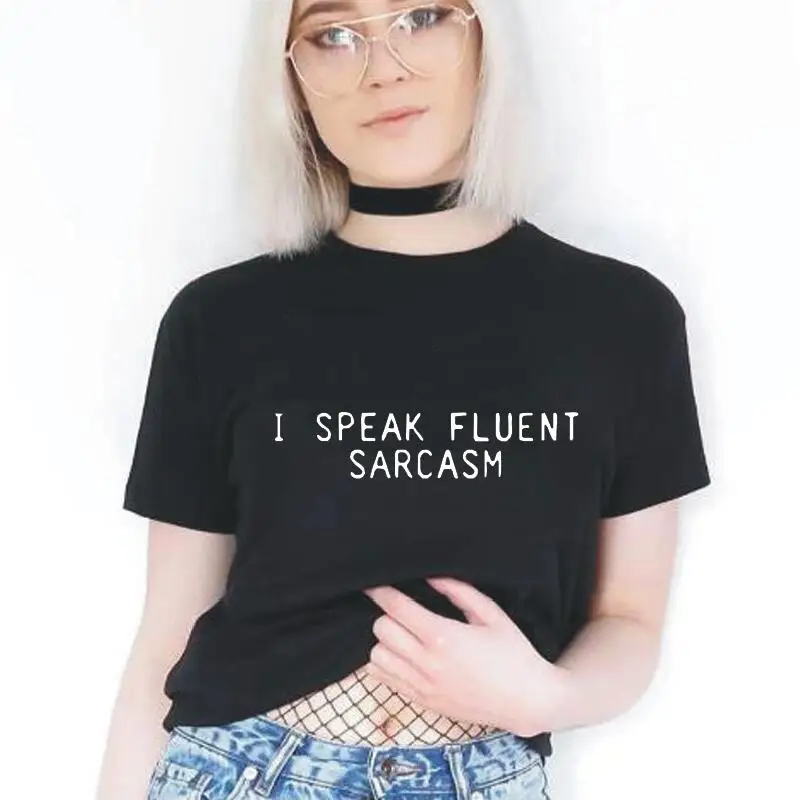 

Забавная Повседневная футболка, женская футболка с буквами «я говорю беглом», летняя женская футболка с коротким рукавом, женские топы, жен...