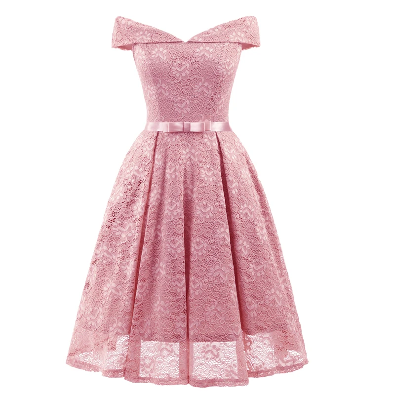 2021 Новые модельные дамские пикантные туфли Сезон лето Плечо кружевное платье с