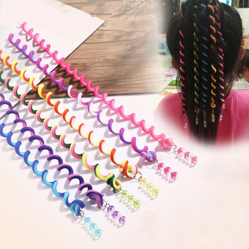 

6PCS/lot Rainbow Color Headband Cute Girls Hair Band Crystal Long Elastic Hair Bands Headwear Hair Accessories Random Color