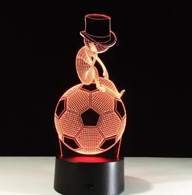 Креативный 3D иллюзия Лампа светодиодный ночник футбол императорская корона дизайн Новинка акриловая атмосферная лампа милый подарок для детей - Испускаемый цвет: Football  6
