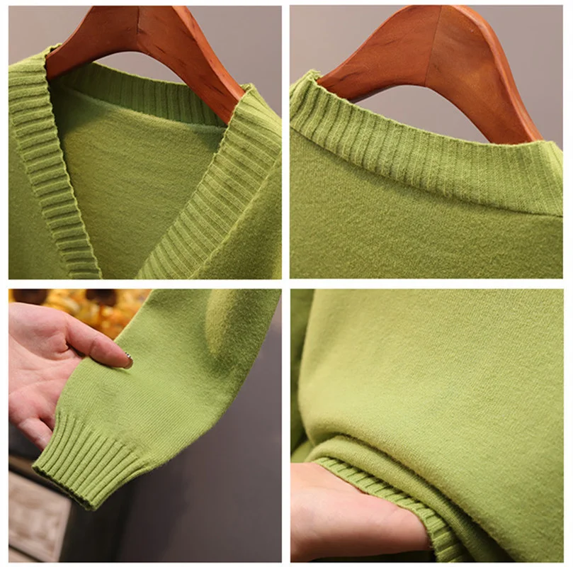 

2021 Spring Cardigan For Women Knitted Sweater V-neck Long Sleeve Crop Tops Female Button Up Cardigans Cropped Women Clothing