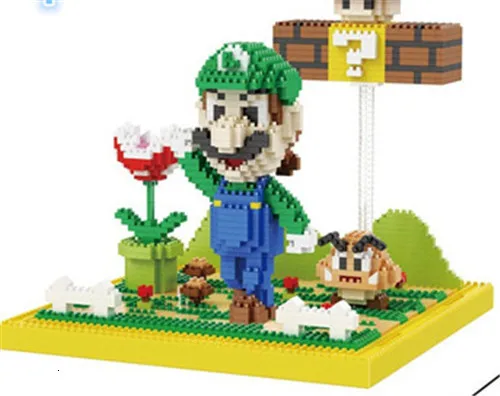 16032 luigi no box 8 моделей, мини-блоки, большой размер, милый Марио Ститч, модель Sence, кирпичи, Луиджи, сборка, Brinquedos, детские подарки, игрушки для детей - Цвет: 16032 luigi no box