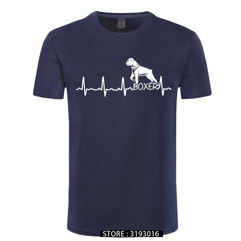 

Heartbeat Boxer Dog T-Shirts for Men Funny Tees for Dog Lover Short Sleeve Leisure Crewneck 100% Cotton Tops Printed T Shirt