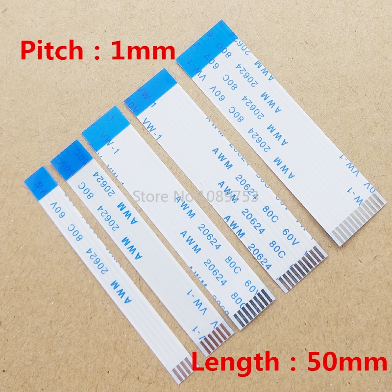 

10PCS FPC/FFC Ribbon Flexible Flat Cable Pitch 1.0MM Reverse B Type Wire Length 5CM 4P/6/8/10/12/20/24/30pin