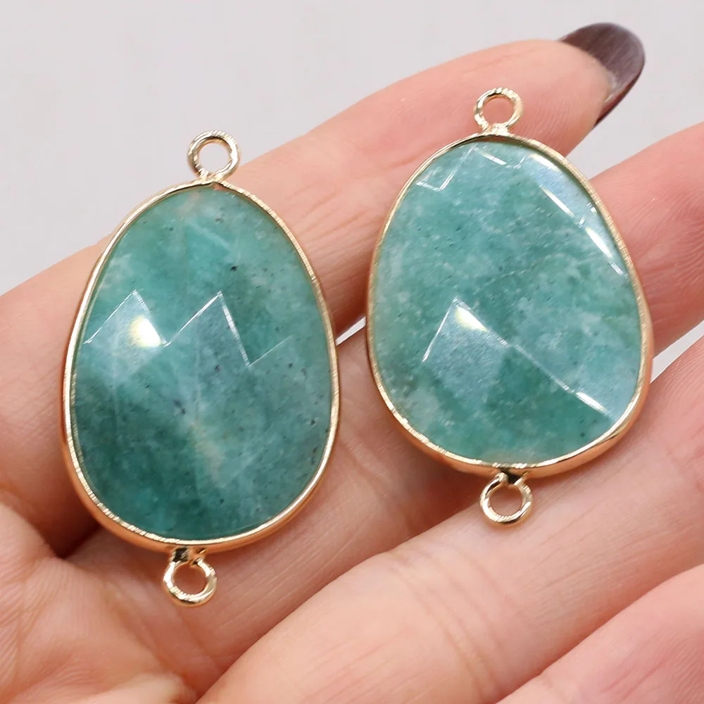 

Natural Semi-precious Stone Pendant Connector Amazonite DIY Jewelry Making Necklace Bracelet Gift