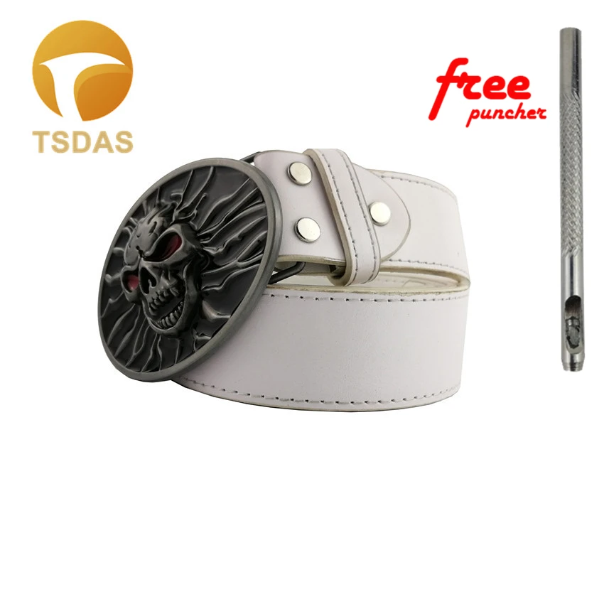 Мужская овальная металлическая пряжка для ремня с изображением черепа ширина 40