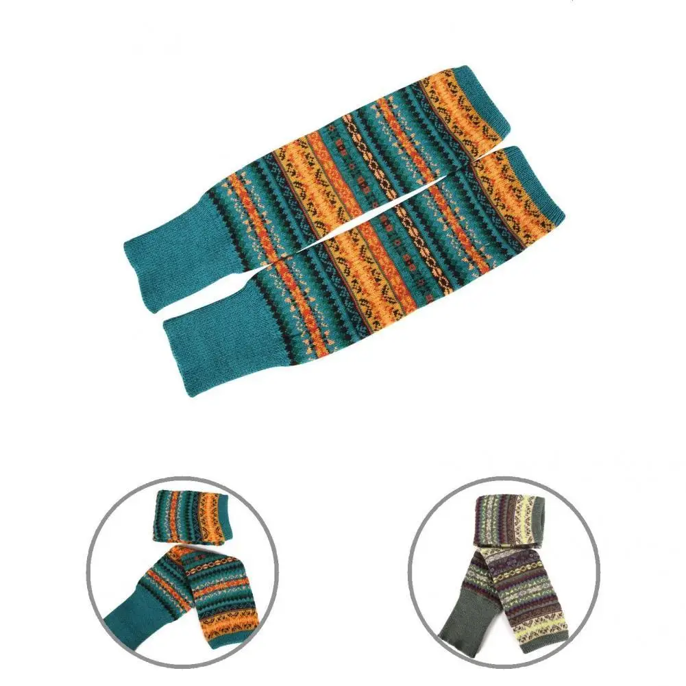 

Acrylic Fiber 1 Pair Durable Bright Color Bohemia Leg Warmers All Match Long Boot Socks High Elasticity for Daily