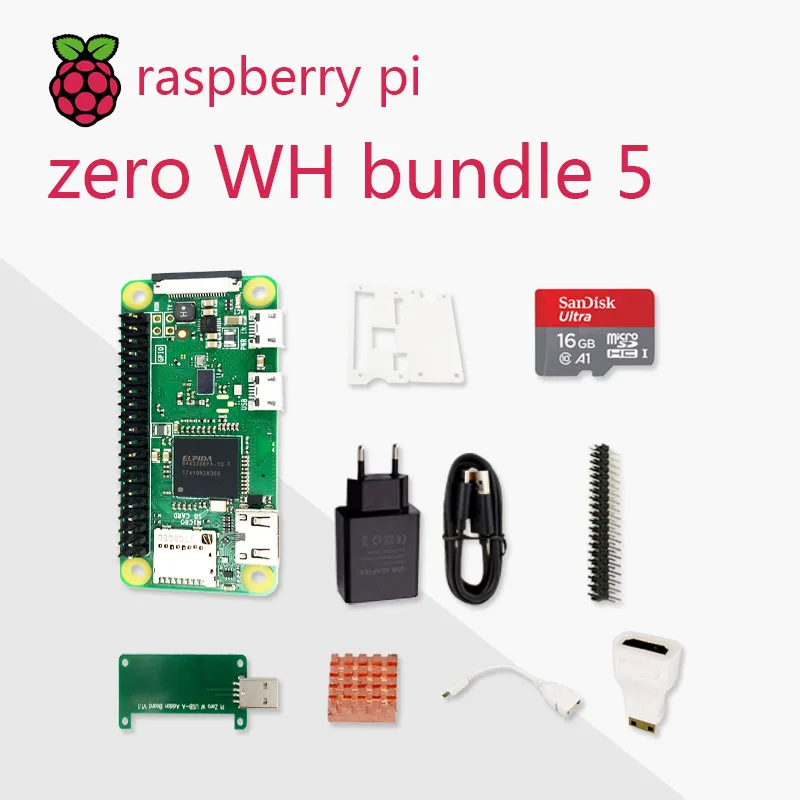 Одноъядерный процессор Raspberry Pi Zero WH DEV Kit 1 ГГц 512 МБ ОЗУ 2 4 Wi-Fi Bluetooth 4.1 комплект