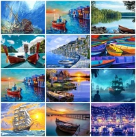 diy diamond painting sailing vessel embroidery full round square drill cross stitch nature landscape mosaic pictures home decor