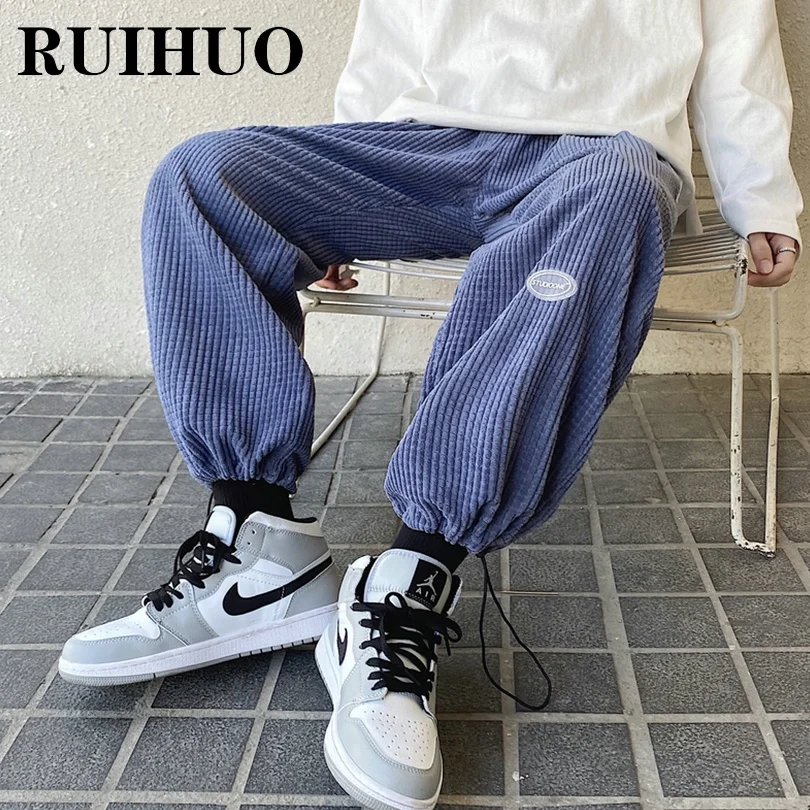 

Мужские вельветовые брюки RUIHUO, одежда для улицы, модные женские брюки большого размера, модель 2022 года, Новое поступление на весну