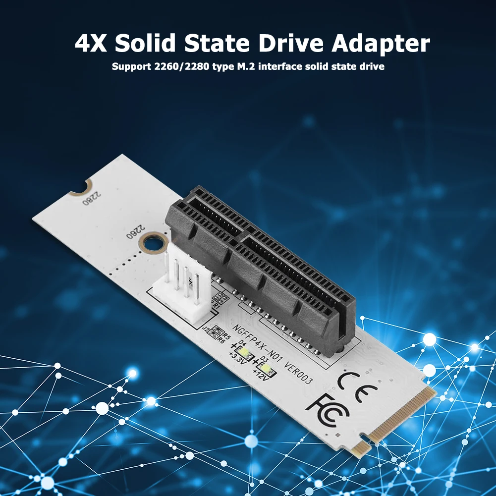 Переходная карта NGFF M.2 на PCI-E 4X M2 M Key PCIE X4 преобразователь Светодиодный индикатор