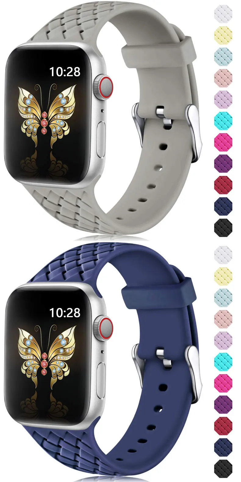 Силиконовый ремешок для apple watch 5 ремешок 44 мм 40 мм iwatch ремешок 42 мм 38 мм тканый узор ремешок для часов apple watch браслет 4 3 2 1