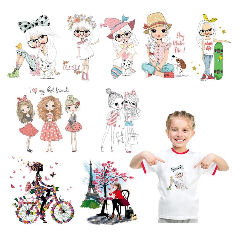 Parches милые девушки наклейки для утюга женщин на сумку одежды простые в