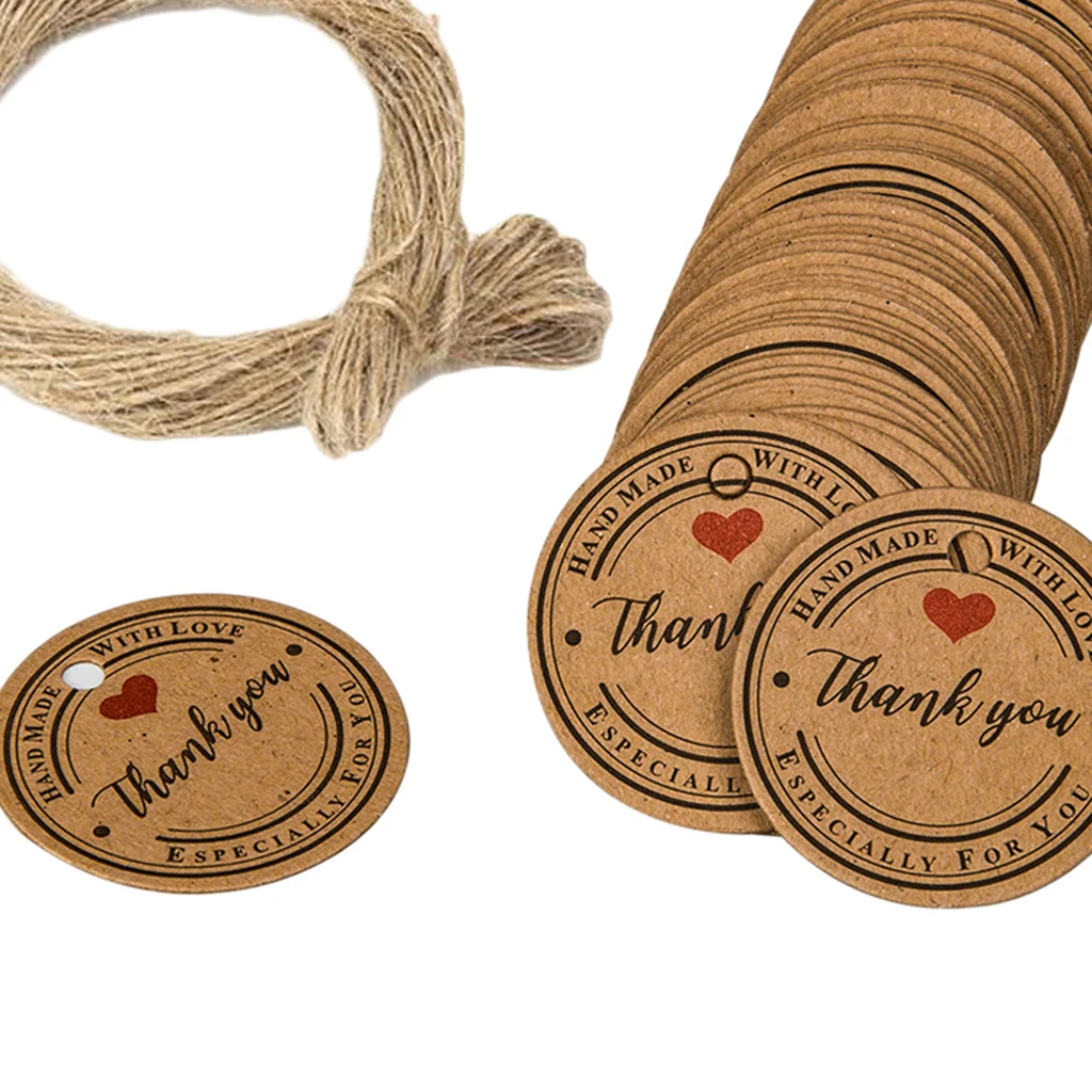 

Prettyia 100x Thank You Gift Tags Hanging Tags Bookmarks Wedding Party Decor