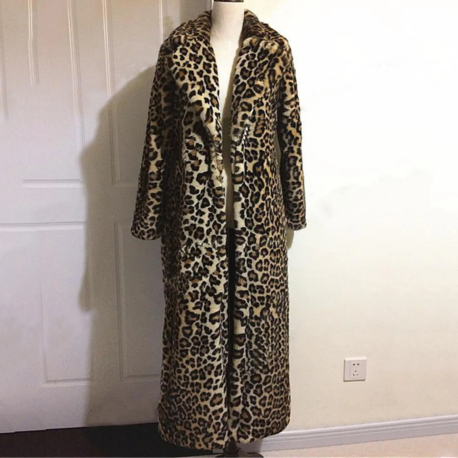 Women's large size fashionable long to ankle skinny fur coat jacket