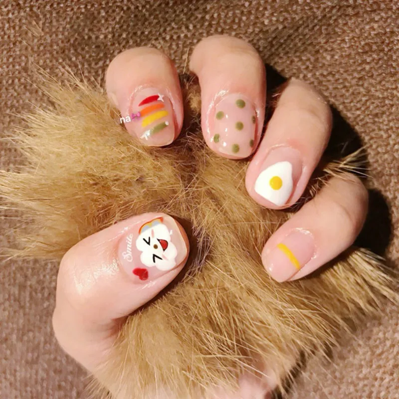 Летние детские наклейки для ногтей в виде единорога декоративные милые элементы