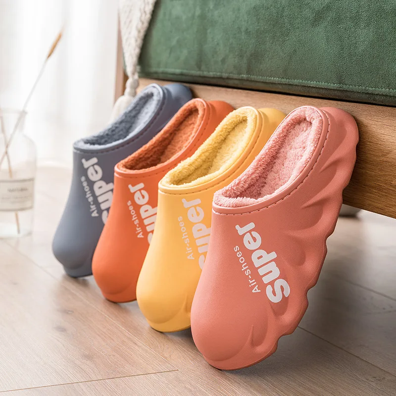 

2021 winter Warm House Shoes Women Slippers Eva Plush Ladies Platform Waterproof Home Slipper Couple Men Indoor Floor Shoes