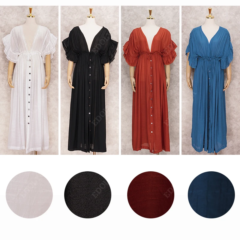 Sexy Bikini Cover-ups Long White Tunic Casual Summer Beach Dress Elegant Women Plus Size Beach Wear Swim Suit Cover Up Q1208