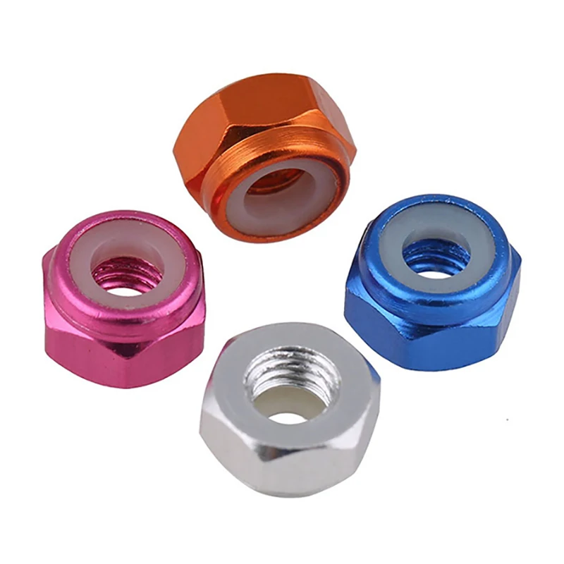 5pcs Grade 4.8 Aluminum Alloy Hex Lock Nut M2 M3 M4 M5 Nylon Ring Color Screw Cap Thread Pitch 0.4~0.8mm Insert Locking Nuts |