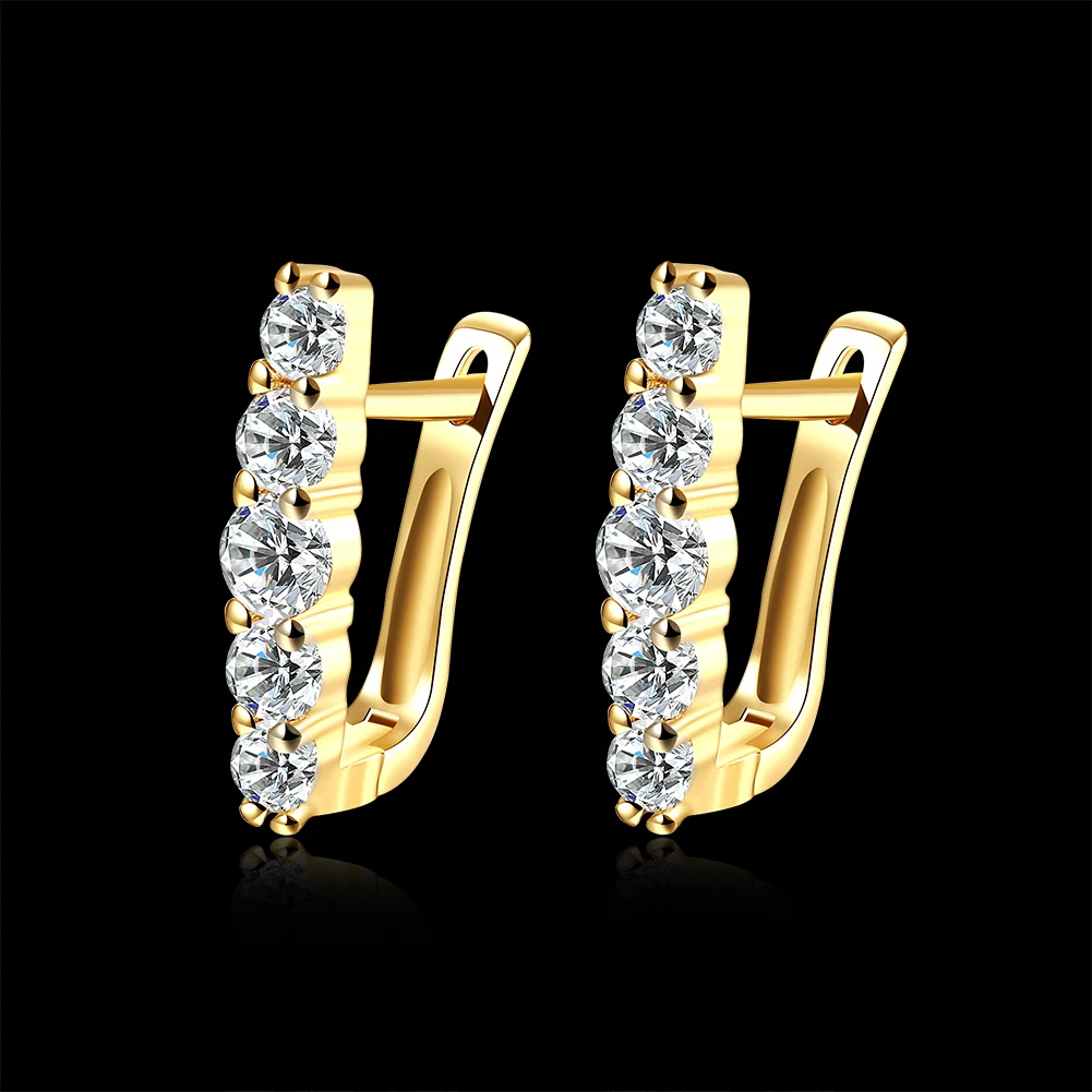 Серьги-кольца из серебра 925 пробы с австрийским фианитом класса ААА для свадебной