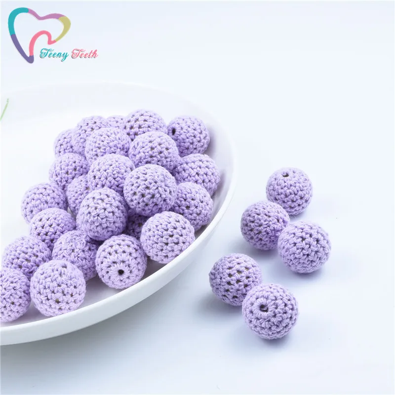 Teeny Teeth 10 PCS Lilac Round 16-20MM Knitting Cotton Crochet Wood Beads Balls DIY Decoration Baby Jewelry Necklace Sensory Toy | Украшения
