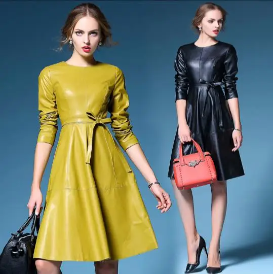 Для женщин Уникальный дизайн из искусственной кожи подиумные платья 2019 Sukienki