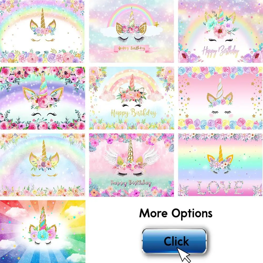 

Unicorn Backdrop Flower Rainbow Unicorn Birthday Bakdrops Girls Birthday Party Banner Bedroom Decor (Accept Customize )