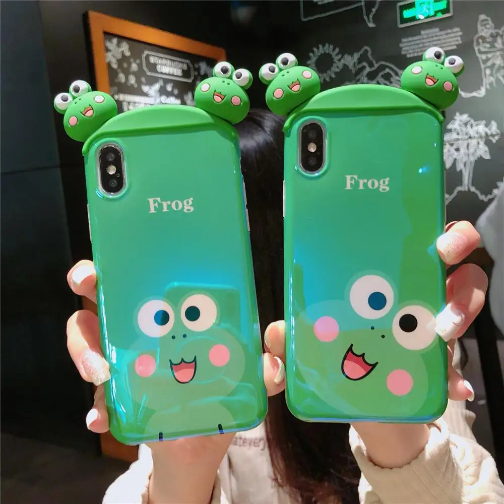 For iPhone 11 Pro MAX Cartoon Sesame Street frog Rabbit Pink Panther Blue Light IMD Case Xs XR Max X 6 6s7 8 Plus |