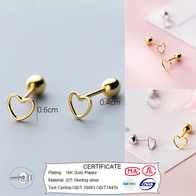 Trusta 925 пробы серебряные ювелирные изделия модные милые миниатюрные 8 мм X 7 мм полые серьги-гвоздики в форме сердца подарок для девочек, детей, леди DS514